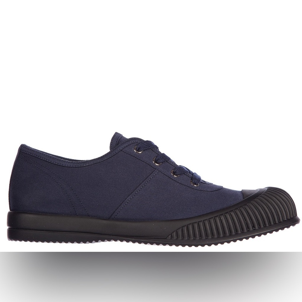 Prada Men's Navy Blue Cloth Canvas Low Trainer Sneakers